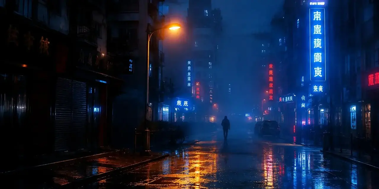 短剧网站《霓虹之下的刀》首屏剧照，城市夜景氛围
